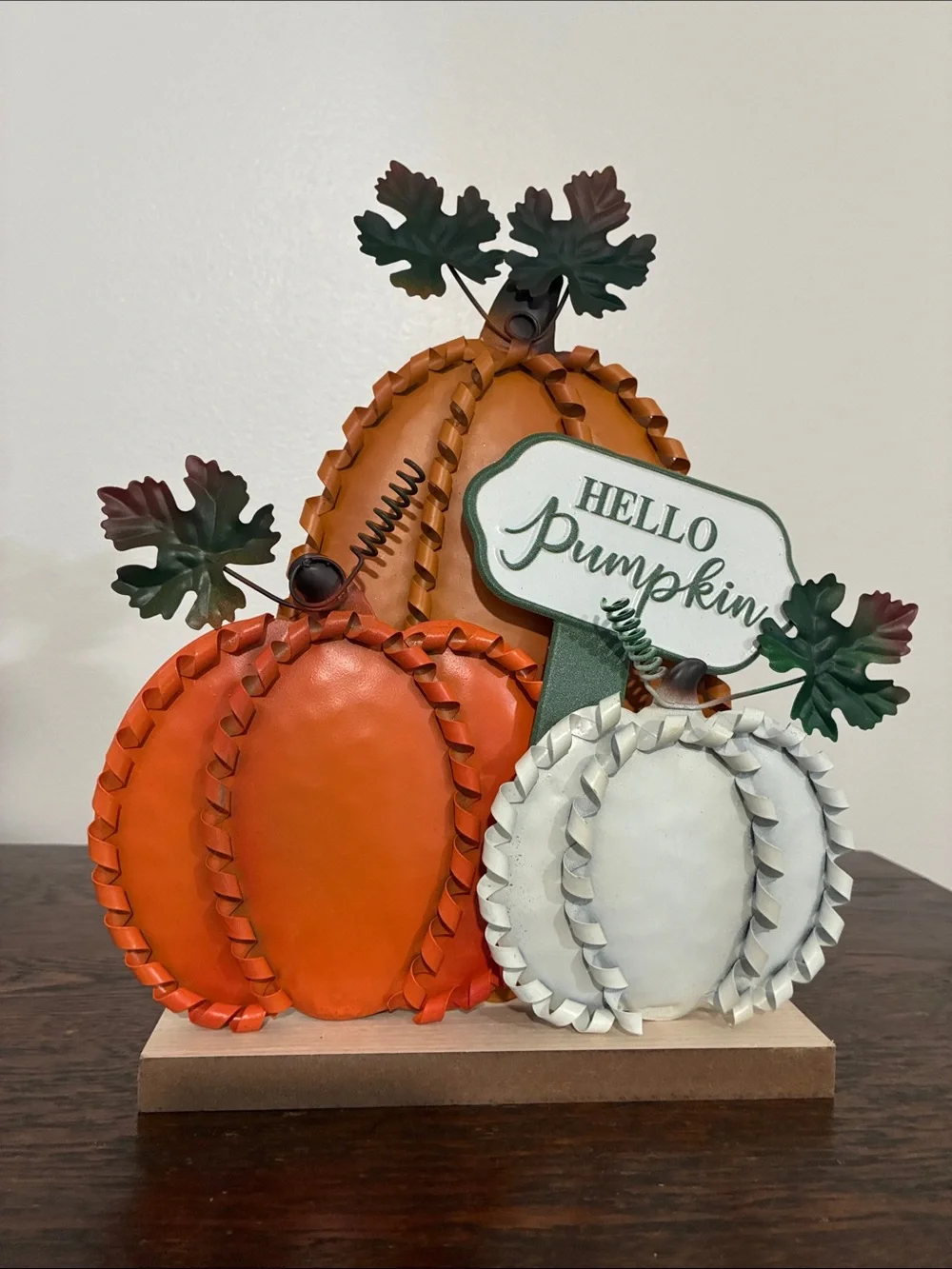 Fall Pumpkin Trio Table Decor - Orange & White